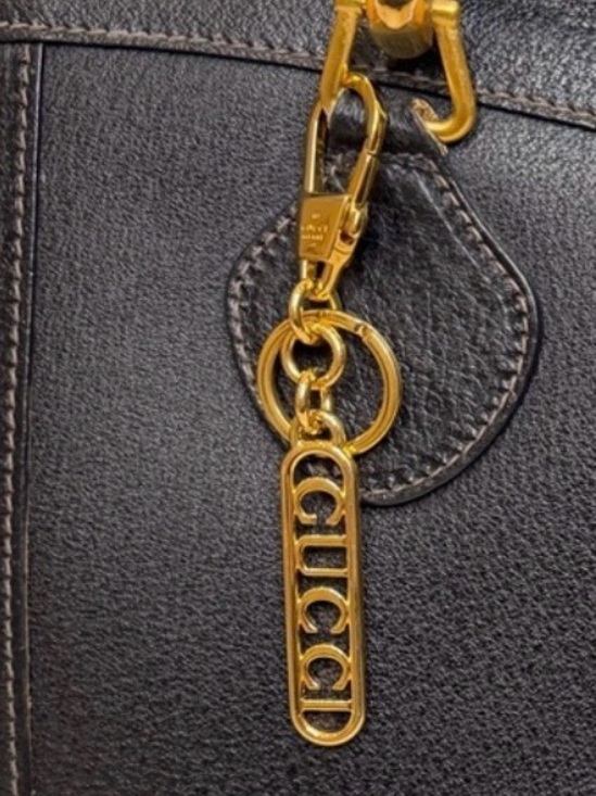 Gucci Gold Logo Bag Charm/Key Holder Accent - Gold - Picture 2 of 3